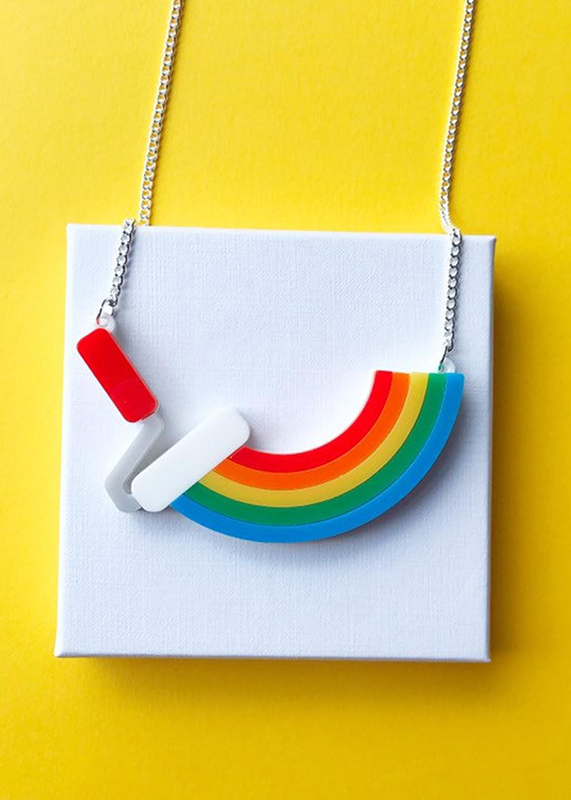Rainbow Necklace, rainbow jewellery, acrylic necklace