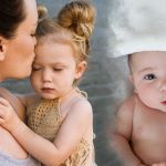 toddler and mama and baby