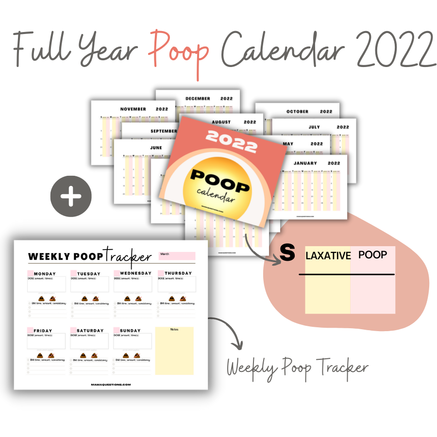 2022 poop calendar tracker for kids struggling with encopresis